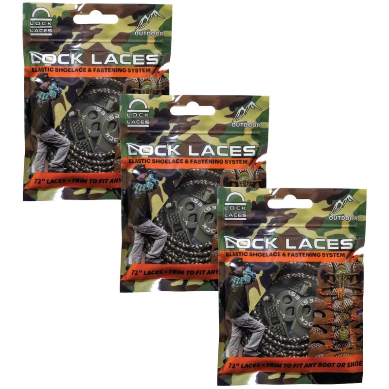 Lock Laces (3 Pair Premium Heavy Duty Elastic No Tie Laces for Boots, Sneakers and Shoes - Image 1